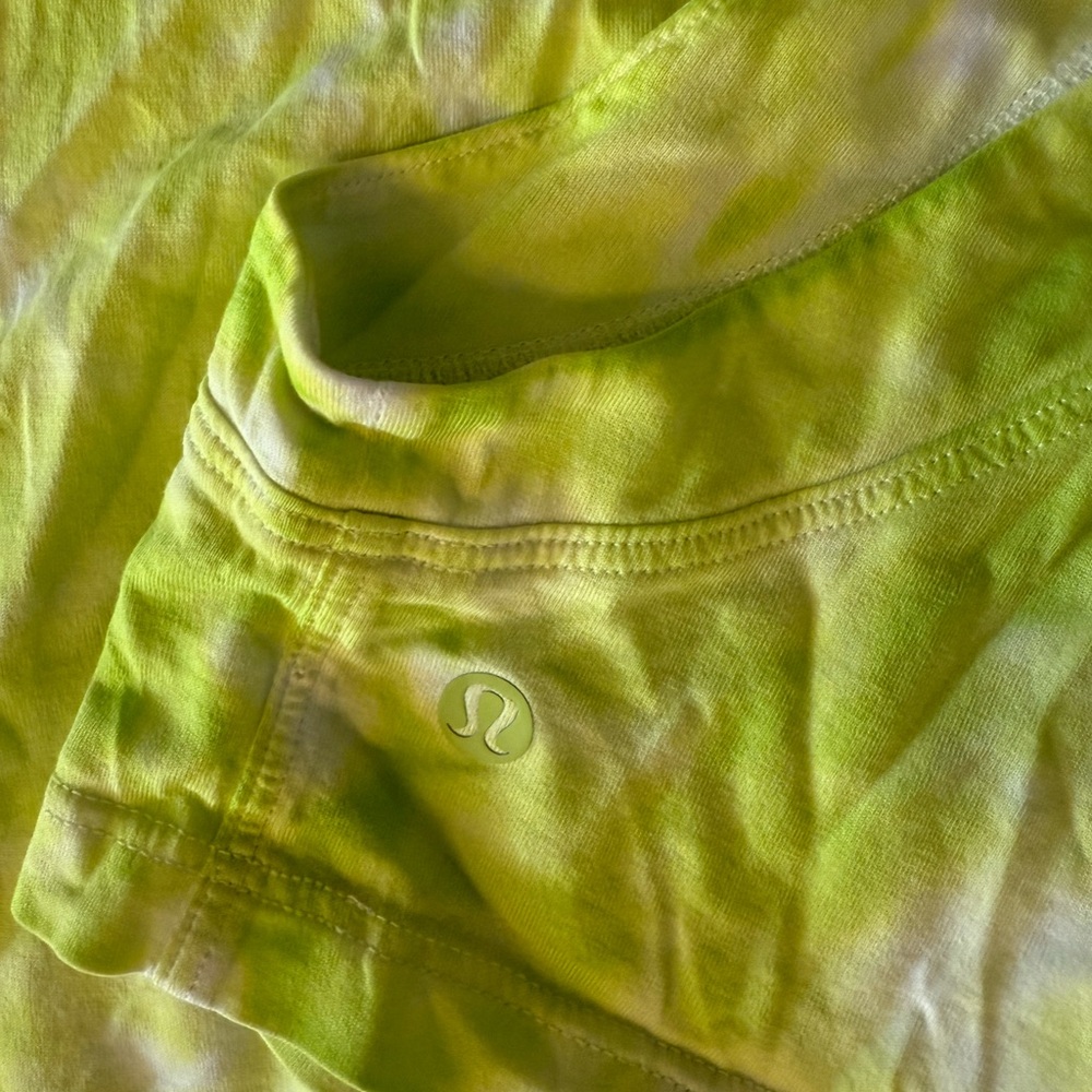 Lululemon Top All Yours Cropped Cotton Tank Marmoleado Tie Dye Eccentric Lime-2 - Picture 3 of 3